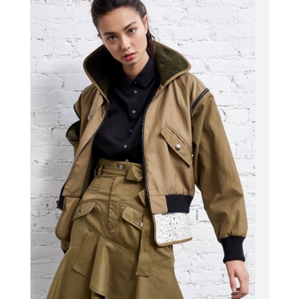 Marissa Webb Jacket Womens Size S‎ Bomber Crop Zipper Pocket Utility Cargo Urban